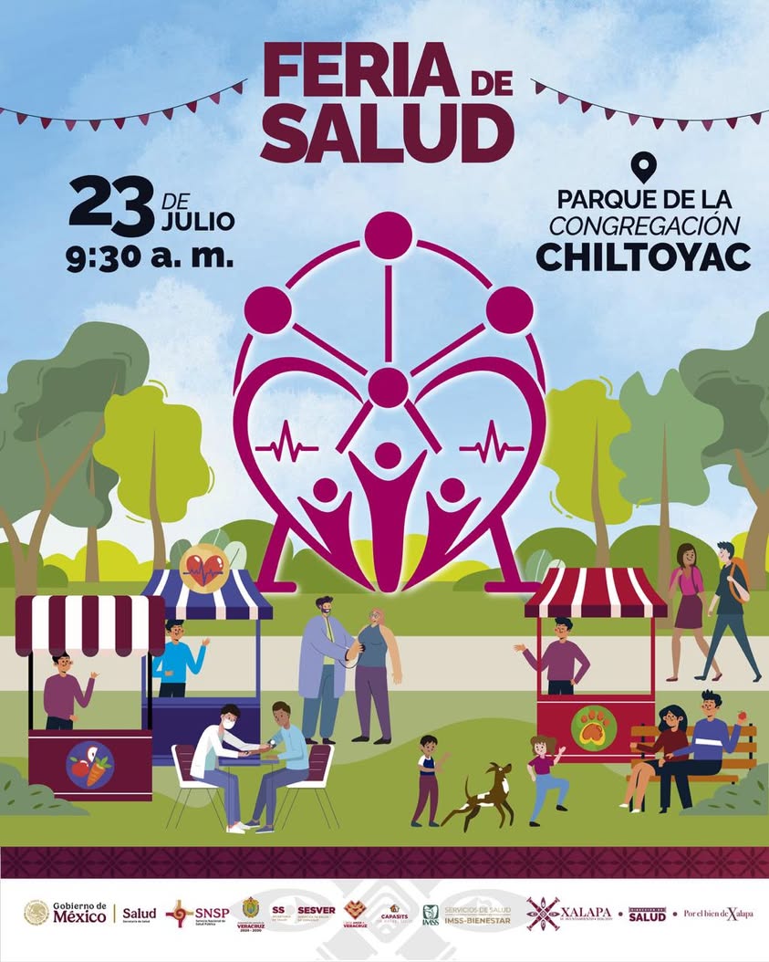 Personas en la Feria de Salud en el parque de Chiltoyac, Xalapa
