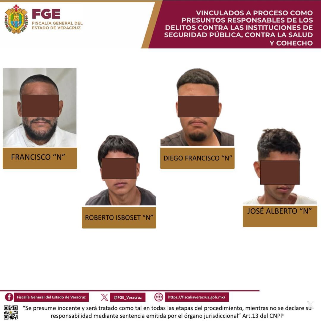 Cuatro presuntos generadores de violencia vinculados a proceso en Alvarado, Veracruz