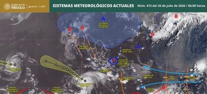 Alerta preventiva por lluvias intensas en Veracruz, Tabasco, Oaxaca y Chiapas