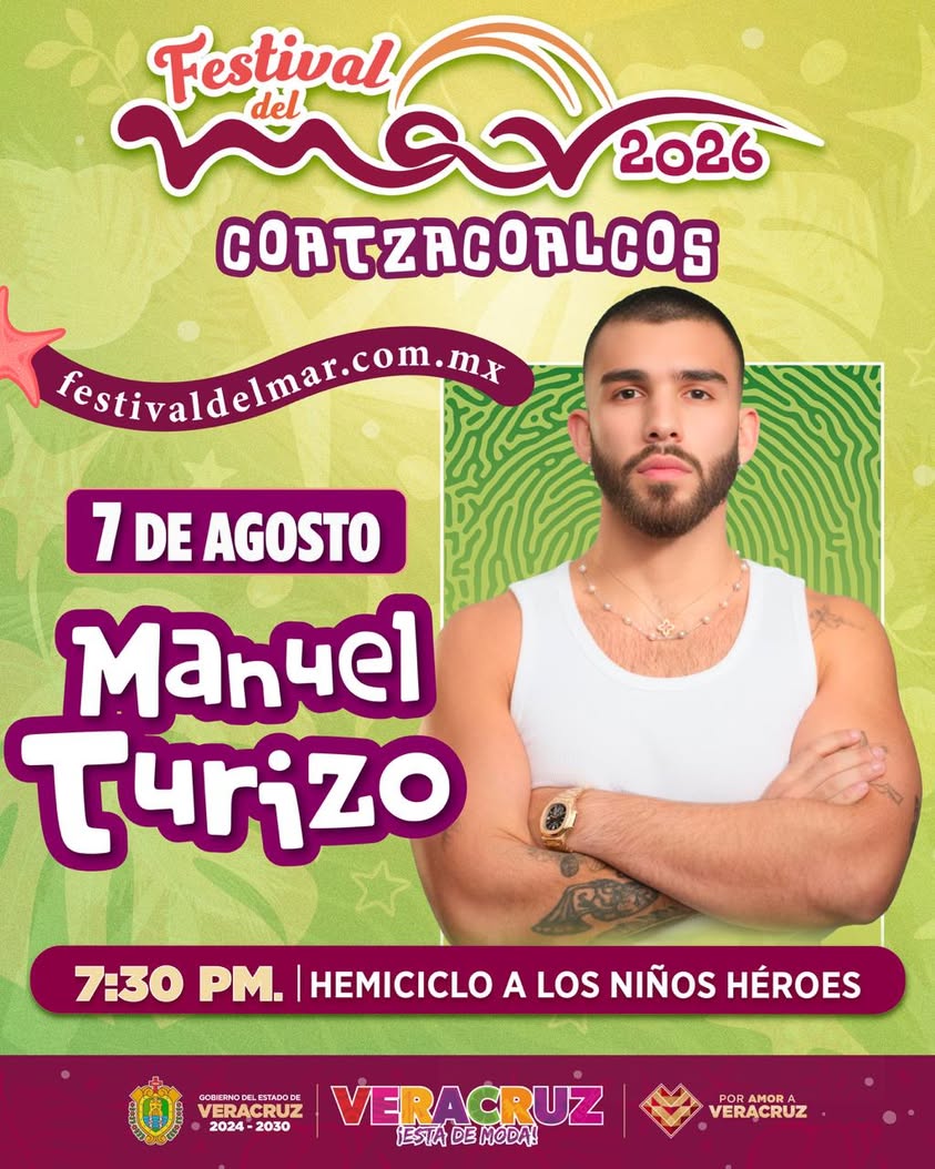 manuel-turizo-coatzacoalcos-festival-del-mar-2026 Manuel Turizo cantante colombiano se presentará en Coatzacoalcos Festival del Mar 2026