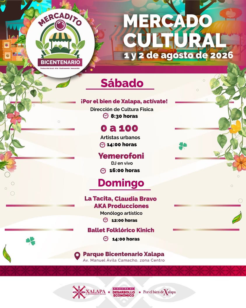 mercadito-bicentenario-cartelera-cultural Cartelera cultural del Mercadito Bicentenario en Xalapa