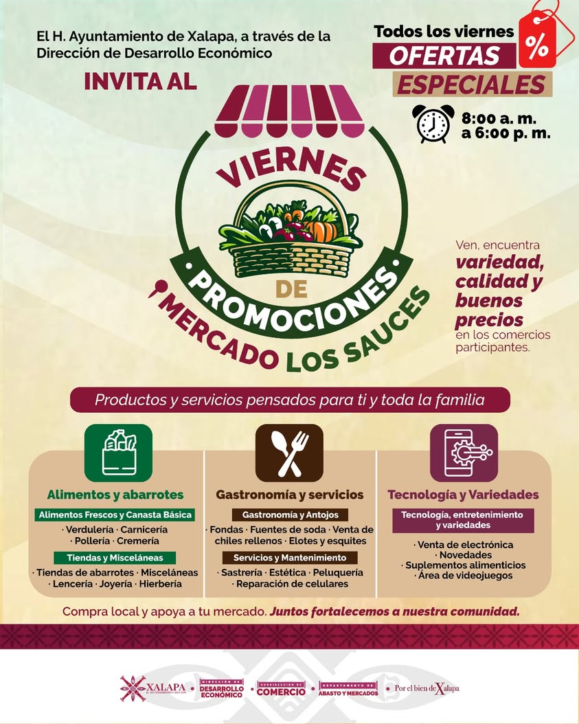 mercado-los-sauces-promociones-viernes Puesto de frutas y verduras en el Mercado Los Sauces en Xalapa
