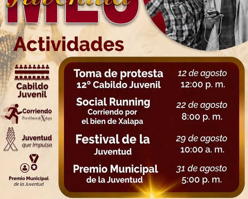 Xalapa celebrará el Mes de la Juventud con actividades en agosto