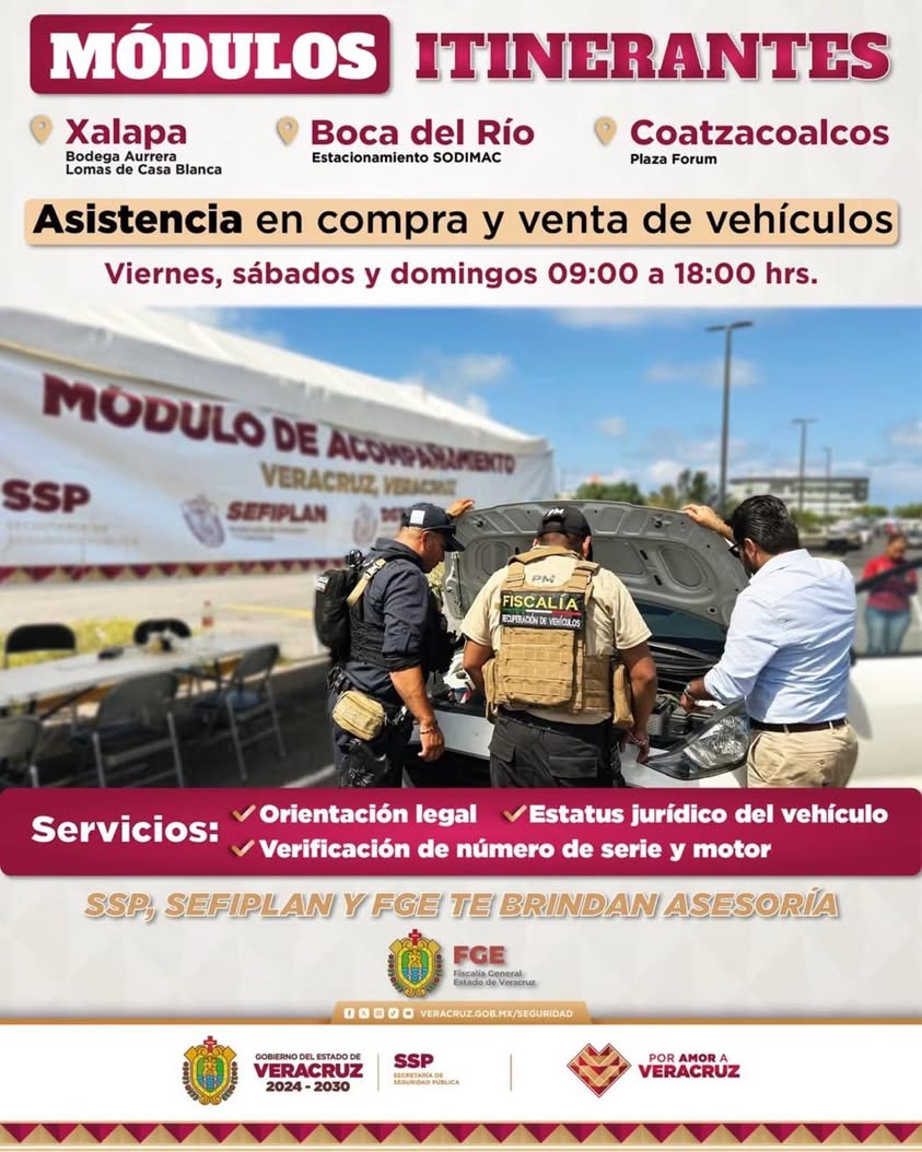 Módulo Itinerante de Asistencia para compraventa de vehículos en Veracruz