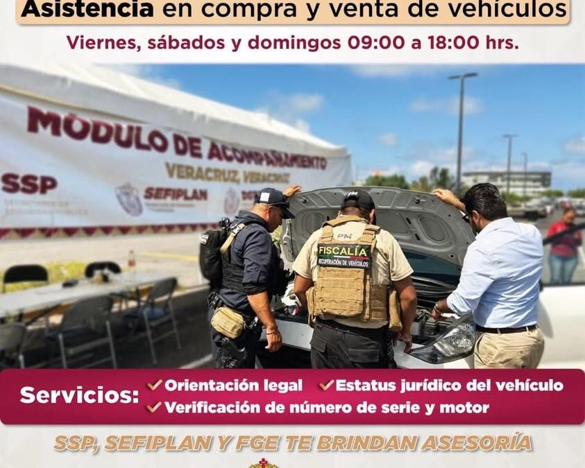 Módulos itinerantes verifican vehículos en compra-venta en Veracruz