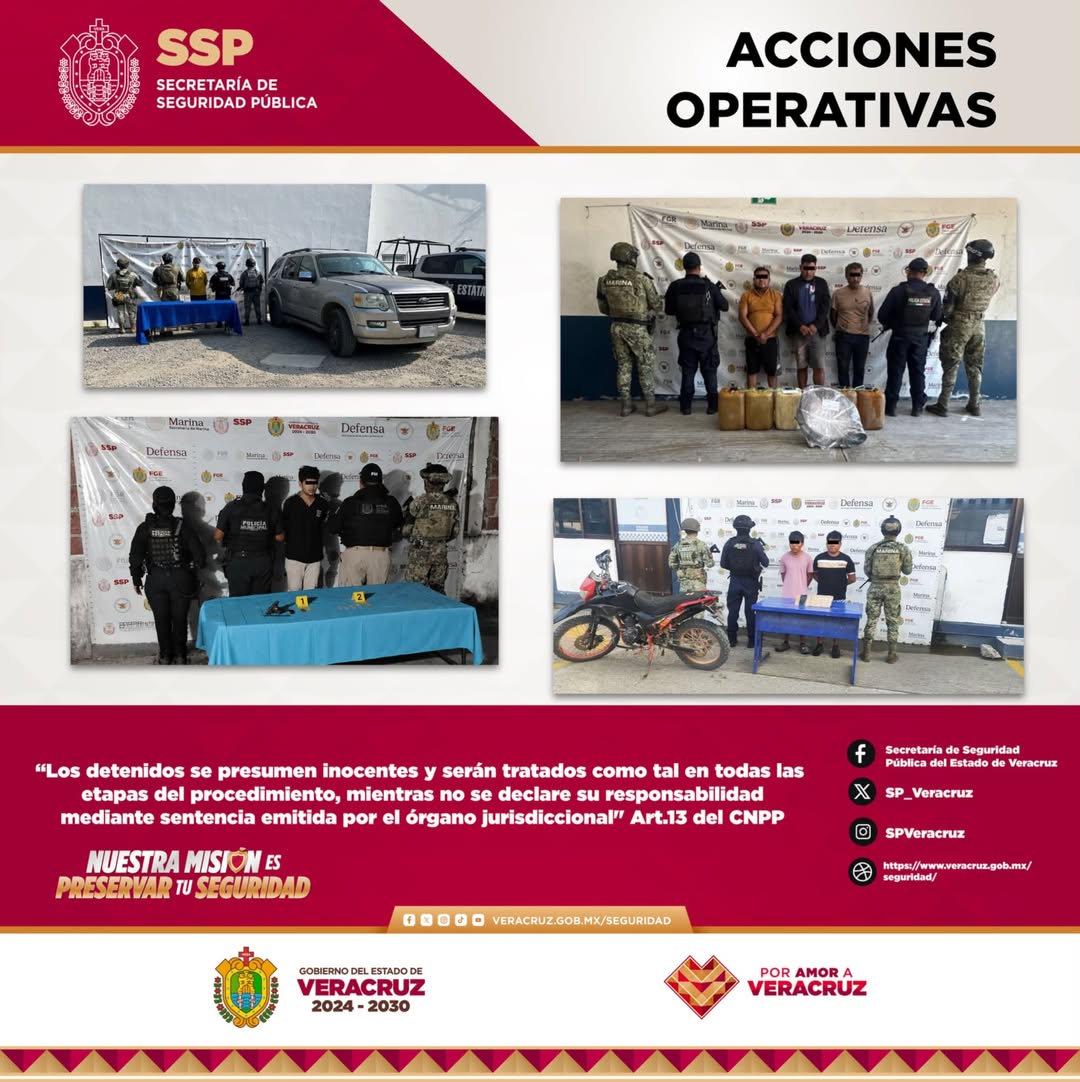 Operativo de seguridad en Veracruz con droga asegurada y detenidos