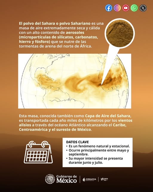 Llega polvo del Sahara a la península de Yucatán esta semana