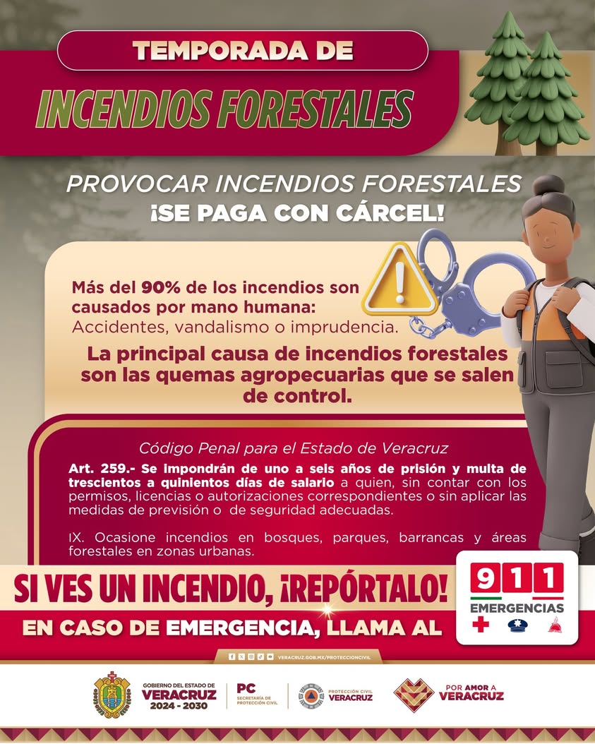 Recordatorio de Protección Civil sobre incendios forestales y quemas agropecuarias