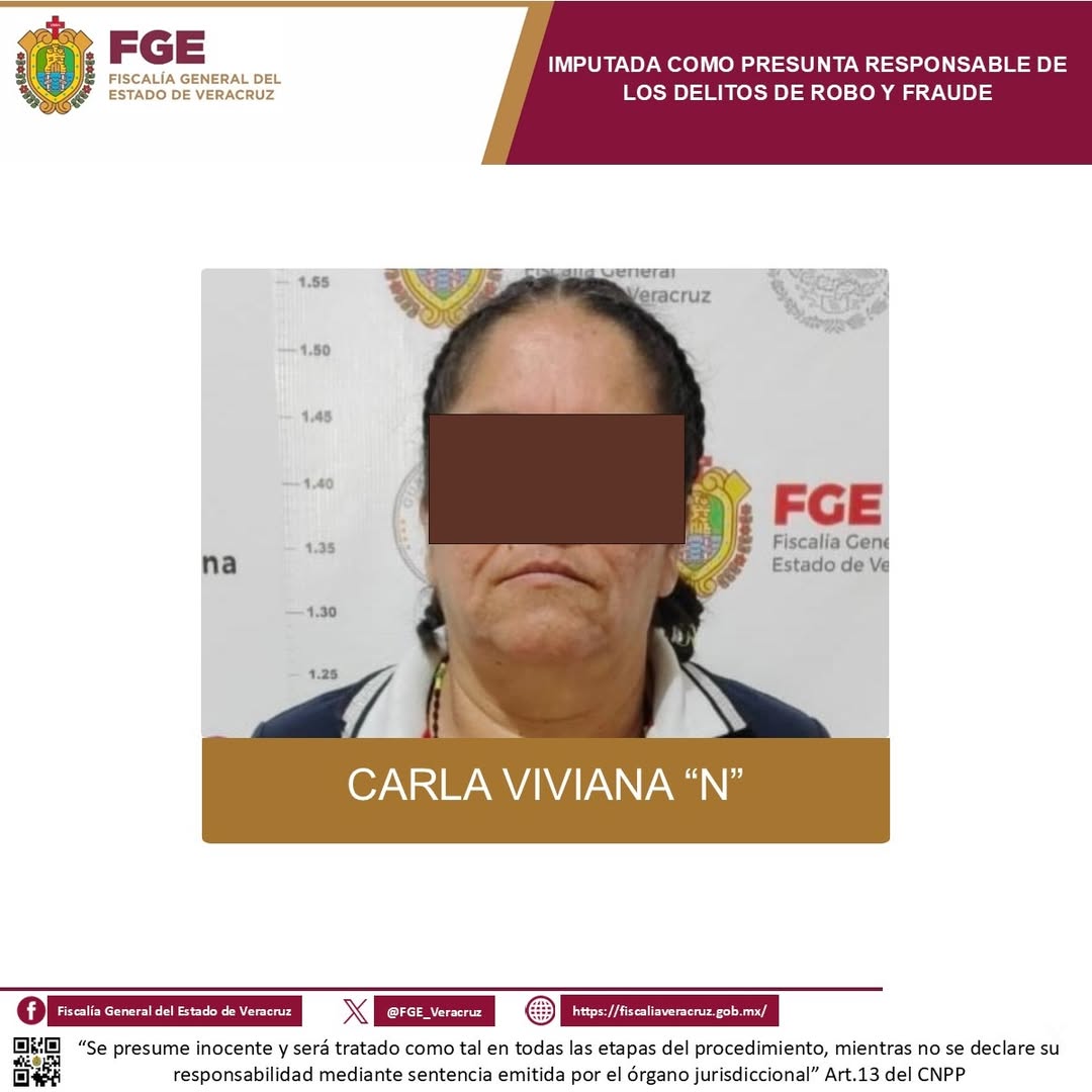 Mujer imputada por robo y fraude en Veracruz recibe prisión preventiva