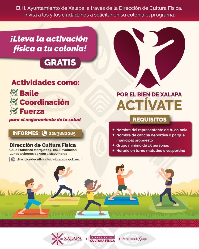 Sesión de activación física gratuita del programa Por el Bien de Xalapa Actívate