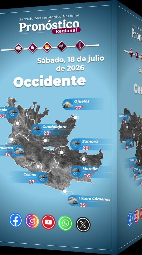 pronostico-cielo-temperaturas-maximas-mexico Mapa del pronóstico del cielo y temperaturas máximas en México del Servicio Meteorológico Nacional