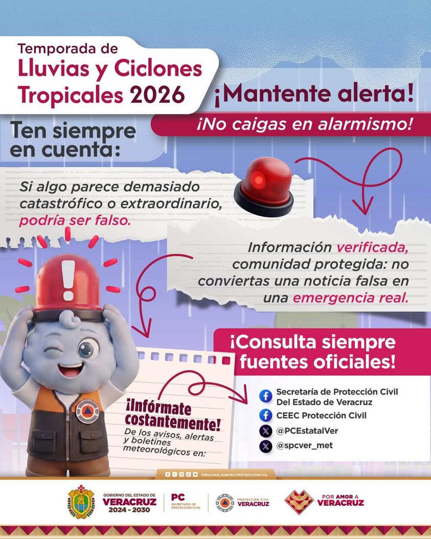 proteccion-civil-llamado-rumores-lluvias Llamado de Protección Civil Veracruz a evitar rumores durante temporada de lluvias