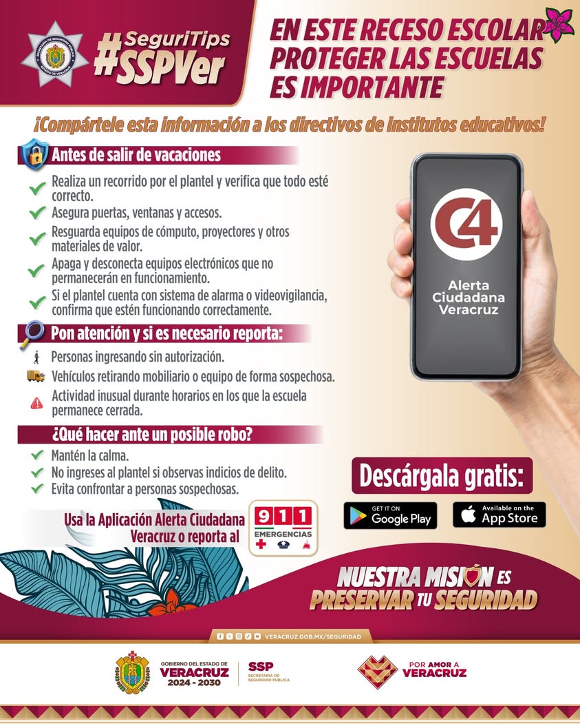protege-tu-escuela-alerta-ciudadana Recomendaciones para proteger escuelas en vacaciones con la app Alerta Ciudadana Veracruz