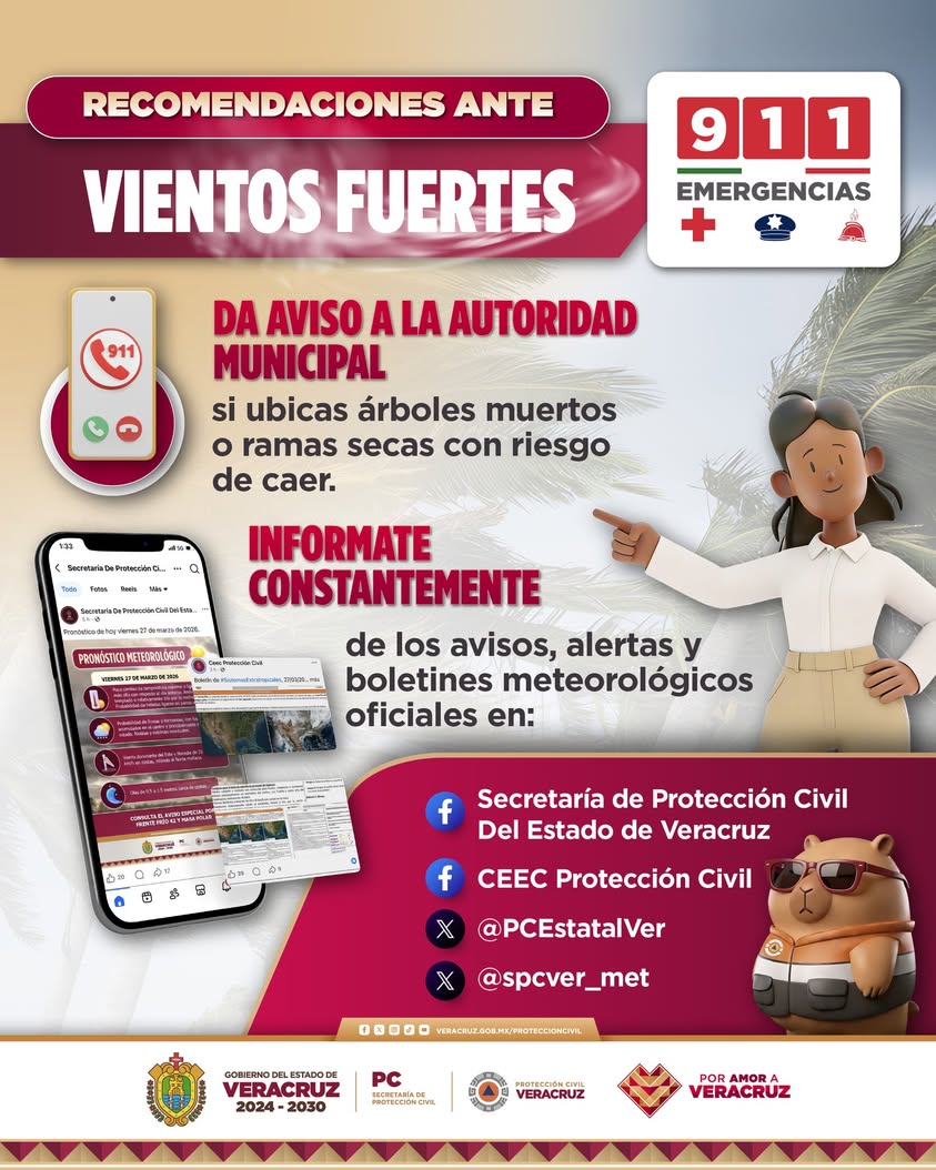 recomendaciones-vientos-fuertes-veracruz Recomendaciones de Protección Civil Veracruz ante vientos fuertes