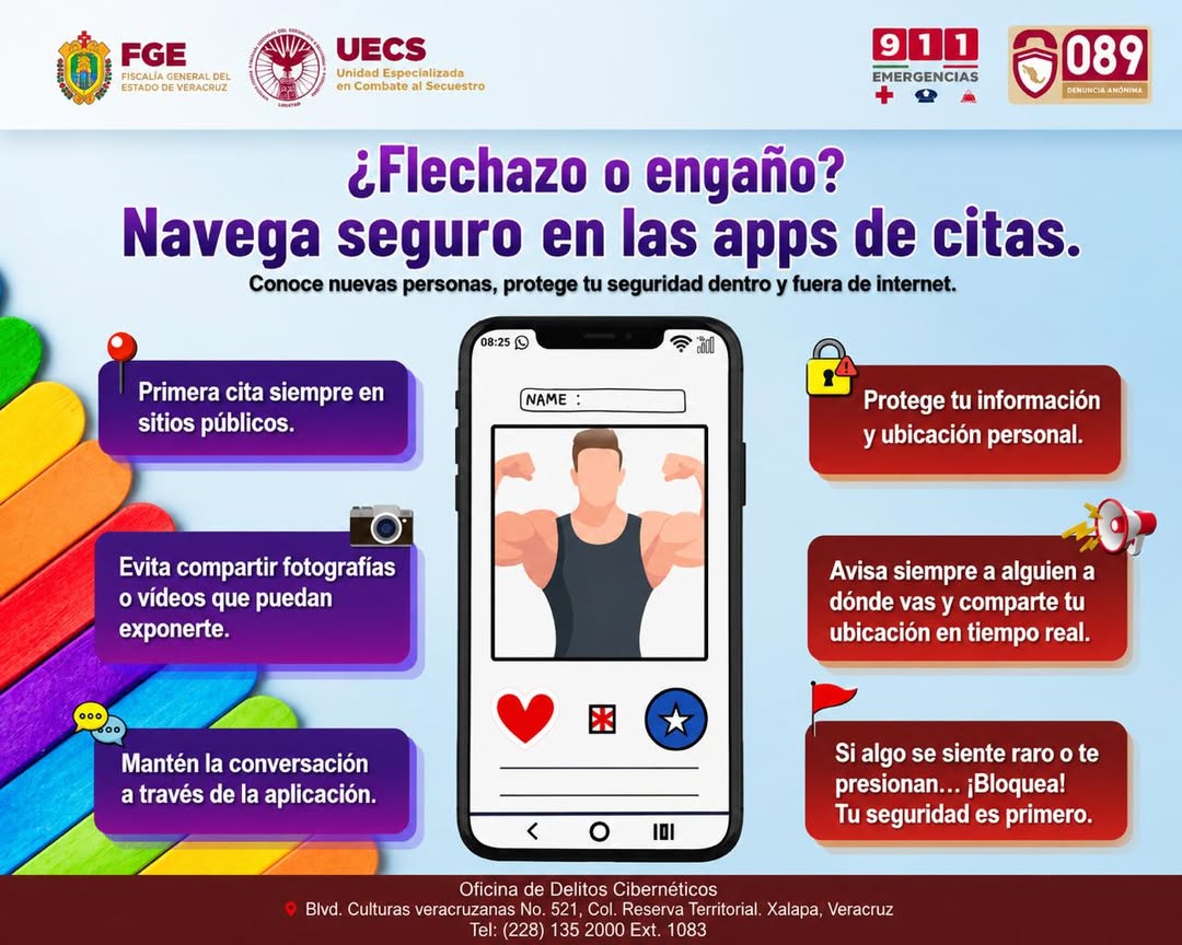 Recomendaciones de la Fiscalía de Veracruz para evitar fraudes en aplicaciones de citas