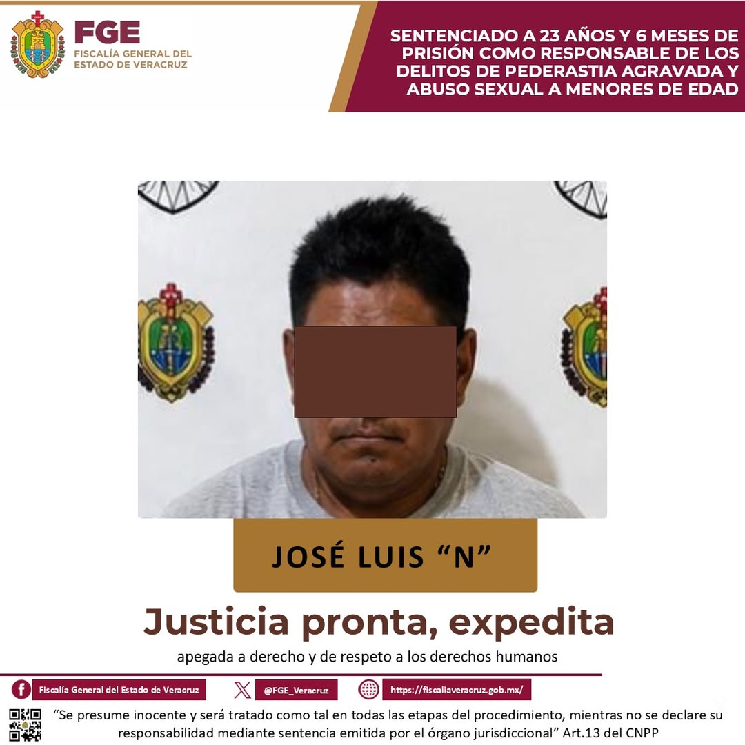 Fiscalía de Veracruz logra sentencia de 23 años contra agresor sexual de menores en Papantla