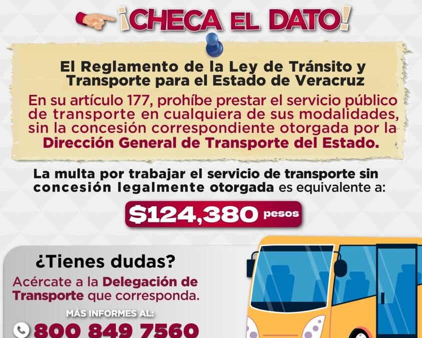 SSP Veracruz advierte multas por transporte sin concesión