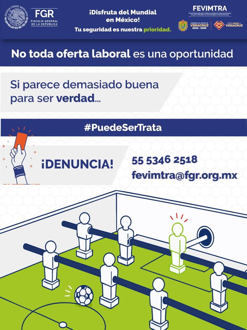 ssp-veracruz-alerta-ofertas-laborales-trata-personas Logotipo de la Secretaría de Seguridad Pública de Veracruz en fondo azul