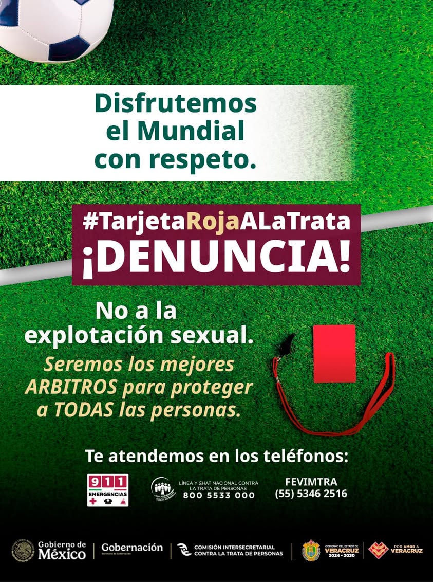 Logotipo de la SSP Veracruz con teléfonos de denuncia contra la trata de personas