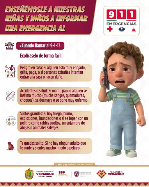 SSP Veracruz llama a enseñar a niños uso correcto del 911