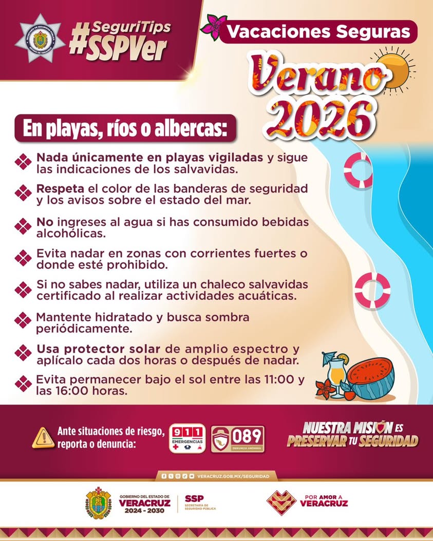 Logotipo de la SSP Veracruz con el texto Vacaciones Seguras