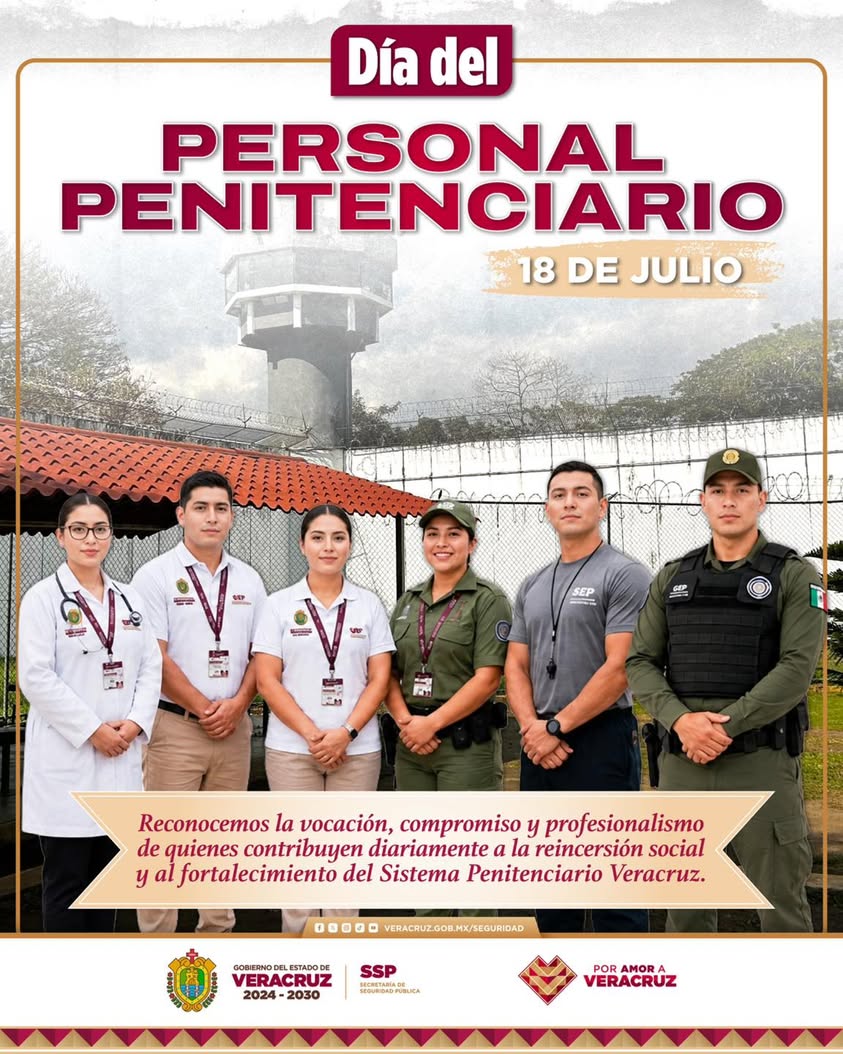 Publicación de la SSP Veracruz en el Día del Personal Penitenciario