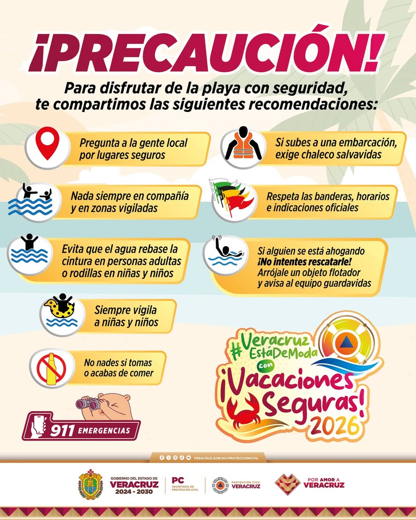 vacaciones-seguras-proteccion-civil Señalamiento de seguridad durante periodo vacacional de Protección Civil Veracruz