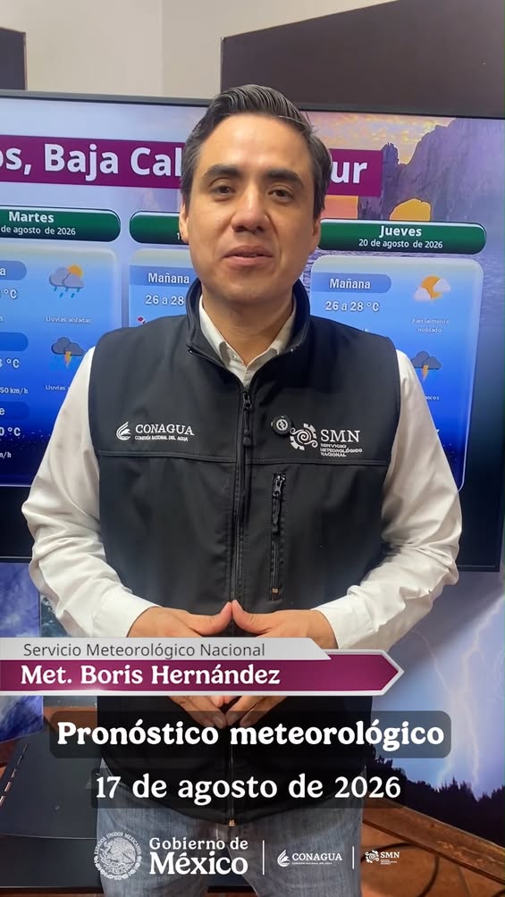 Aviso meteorológico del SMN para Los Cabos, Baja California Sur