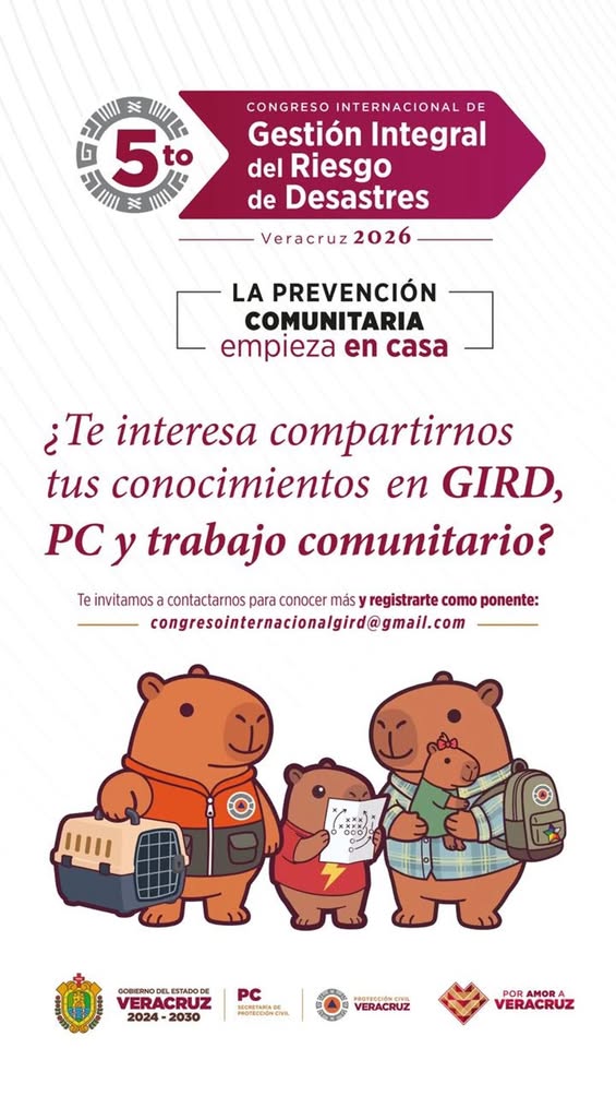 Convocatoria para el Congreso de Gestión Integral de Riesgos de Desastres en Veracruz