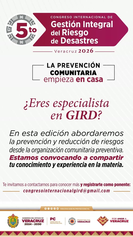 Convocatoria para la quinta edición del Congreso Internacional de Gestión del Riesgo de Desastres