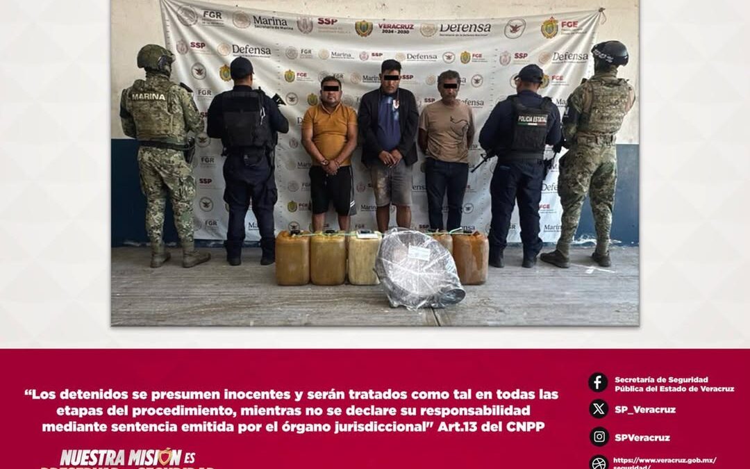 Detienen a tres hombres en Carrillo Puerto por hidrocarburo y cohecho