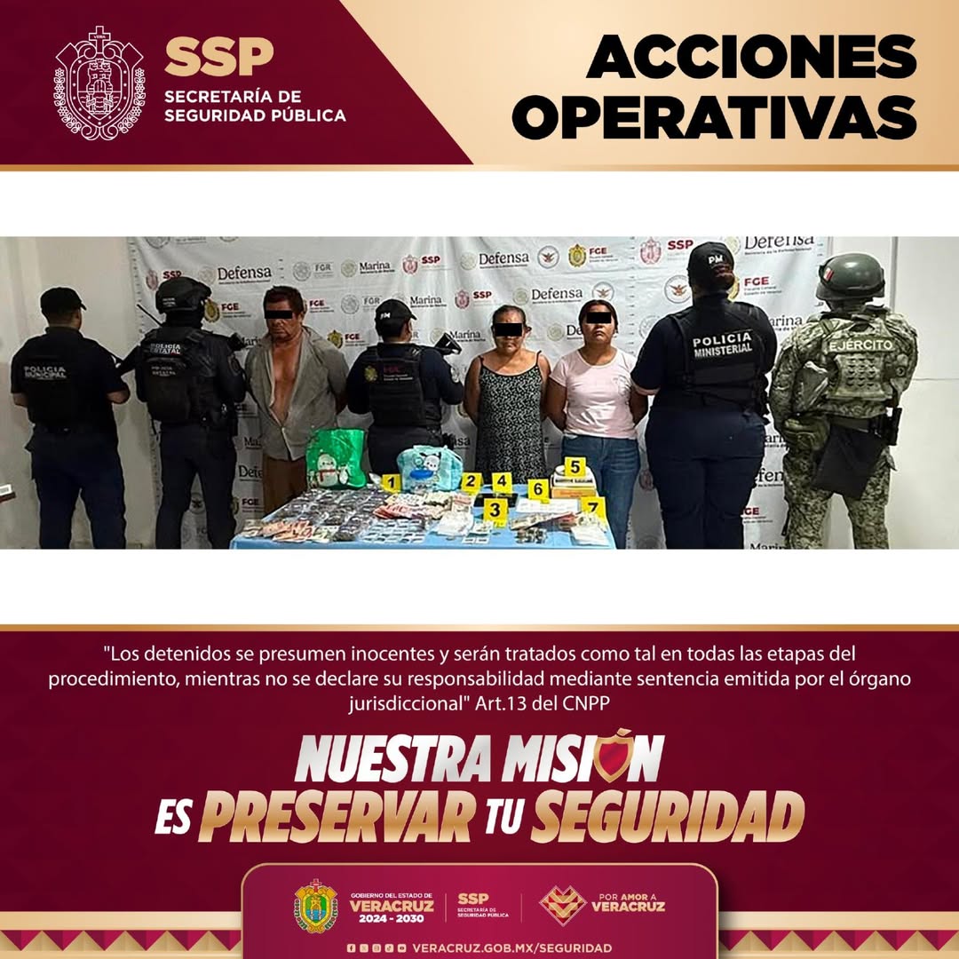 Personas detenidas durante cateos en municipios de Veracruz