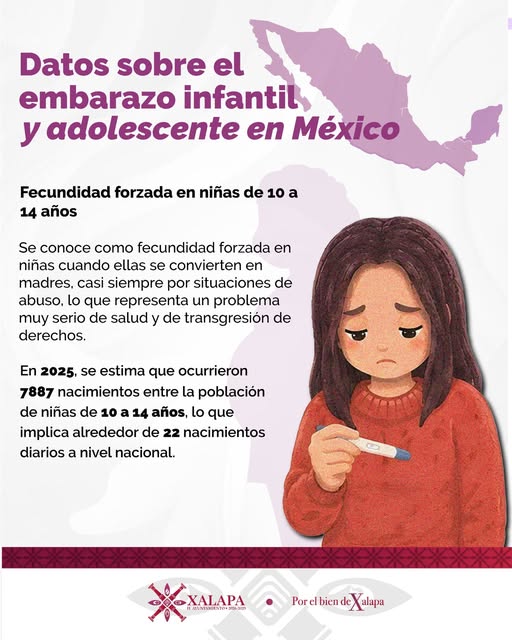 Mensaje del Ayuntamiento de Xalapa sobre el embarazo adolescente y los derechos de niñas y adolescentes