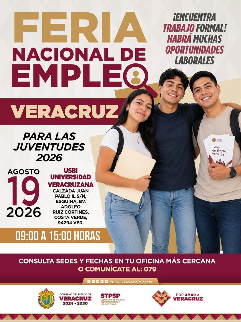 Cartel de la Feria Nacional del Empleo 2026 en Veracruz