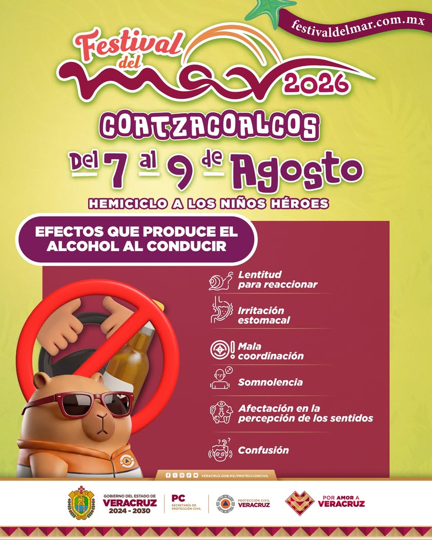Mensaje de Protección Civil Veracruz sobre el Festival del Mar 2026