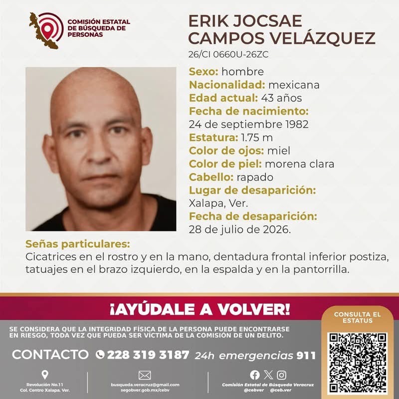 Tres desaparecidos en Xalapa entre el 27 y 28 de julio