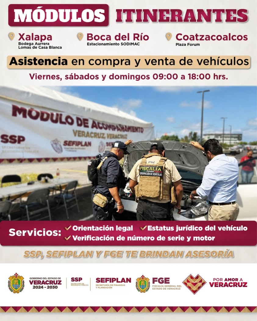 Módulos Itinerantes de Asistencia en Veracruz para compraventa segura de vehículos