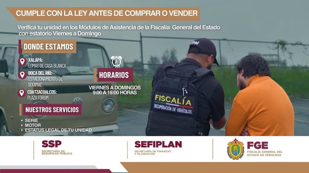 Módulos Itinerantes de Asistencia brindan seguridad en compraventa de vehículos en Veracruz