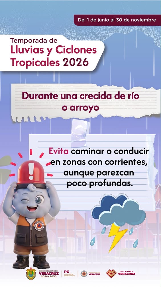 Protección Civil Veracruz advierte sobre corrientes crecidas