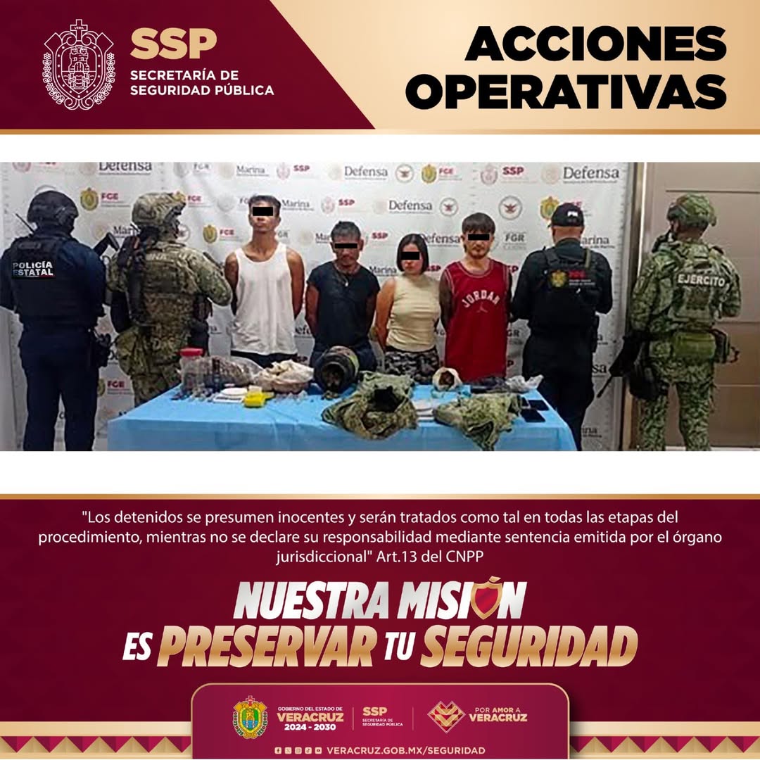 Nueve personas detenidas en cateos en Veracruz