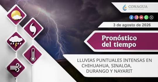 SMN publica pronóstico del clima para este lunes 3 de agosto