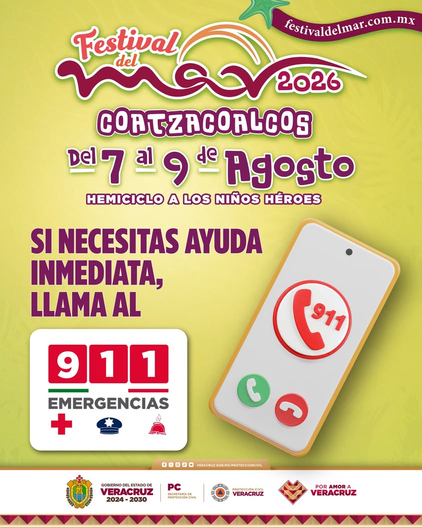 Mensaje de Protección Civil Veracruz sobre el uso del 911 en el Festival del Mar