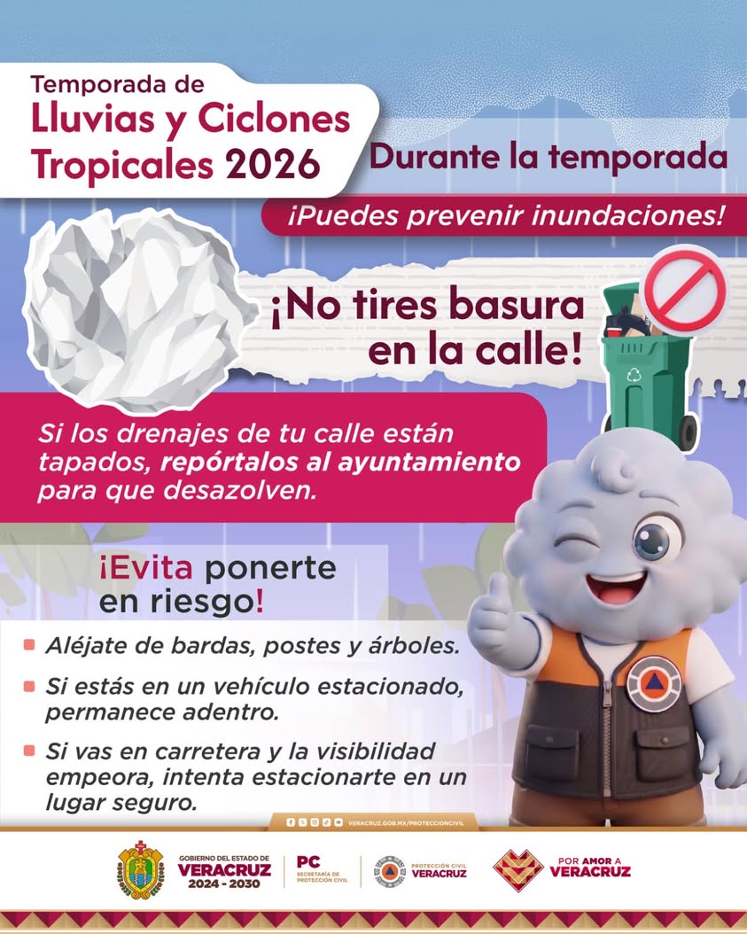 proteccion-civil-no-tirar-basura-calle Llamado de Protección Civil de Veracruz a no tirar basura en la calle durante la temporada de lluvias
