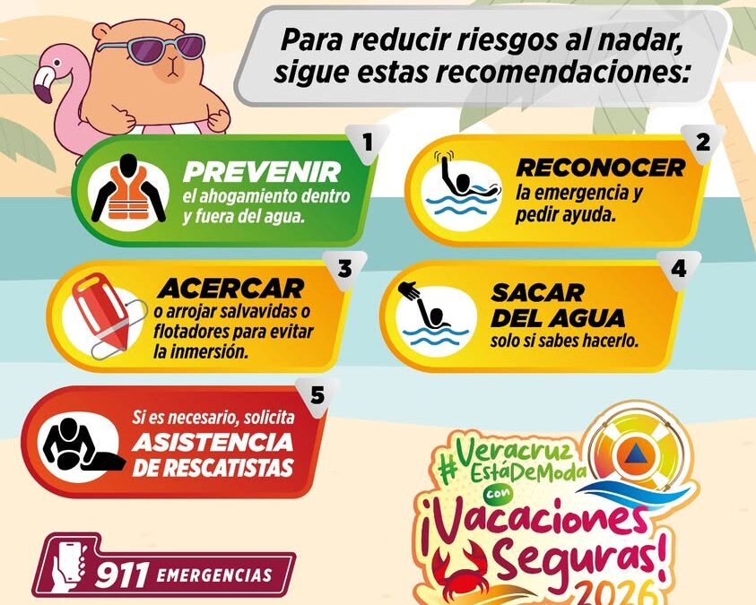 Protección Civil Veracruz emite recomendaciones para unas vacaciones seguras