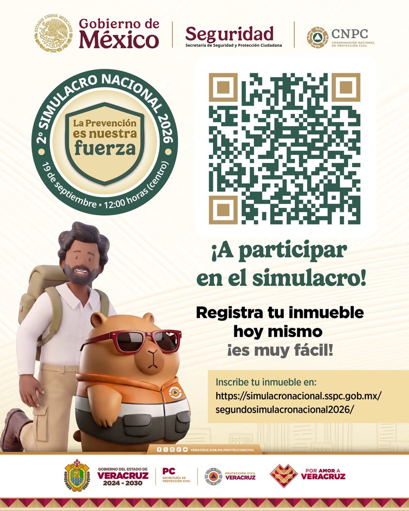 segundo-simulacro-nacional-2026-veracruz Protección Civil de Veracruz invita a registrar inmuebles para el Segundo Simulacro Nacional 2026