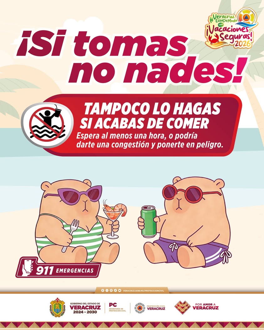Campaña si bebes no nades de Protección Civil Veracruz