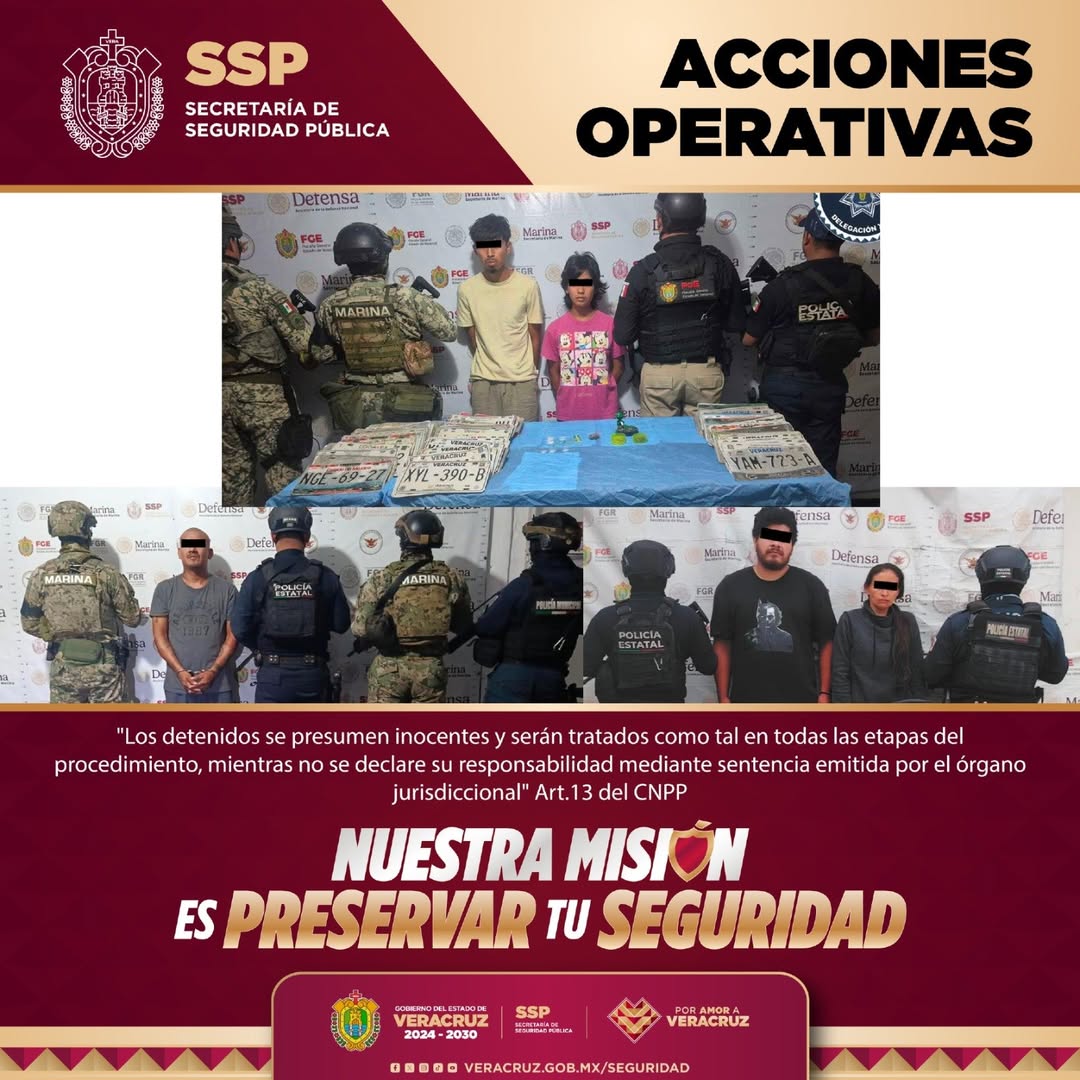 ssp-veracruz-detenciones-y-aseguramientos Imagen informativa de la SSP Veracruz sobre detenciones y aseguramientos