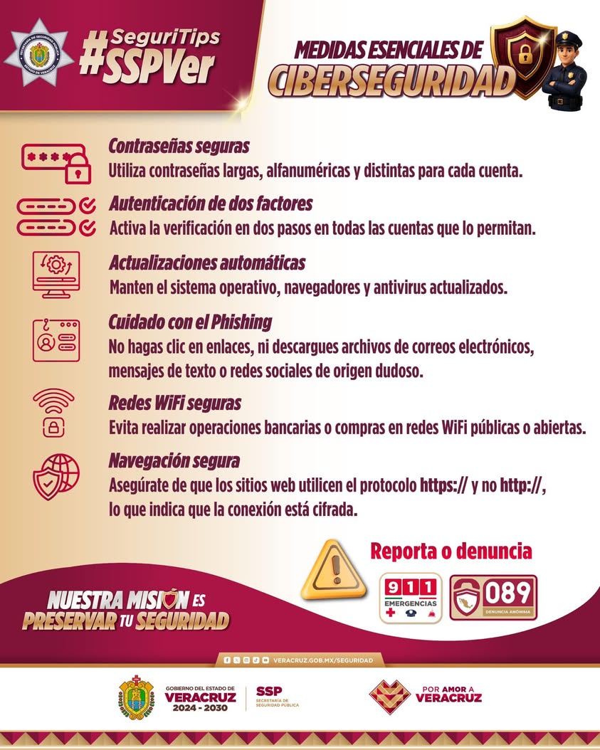 Publicación de la SSP Veracruz con consejos de seguridad digital