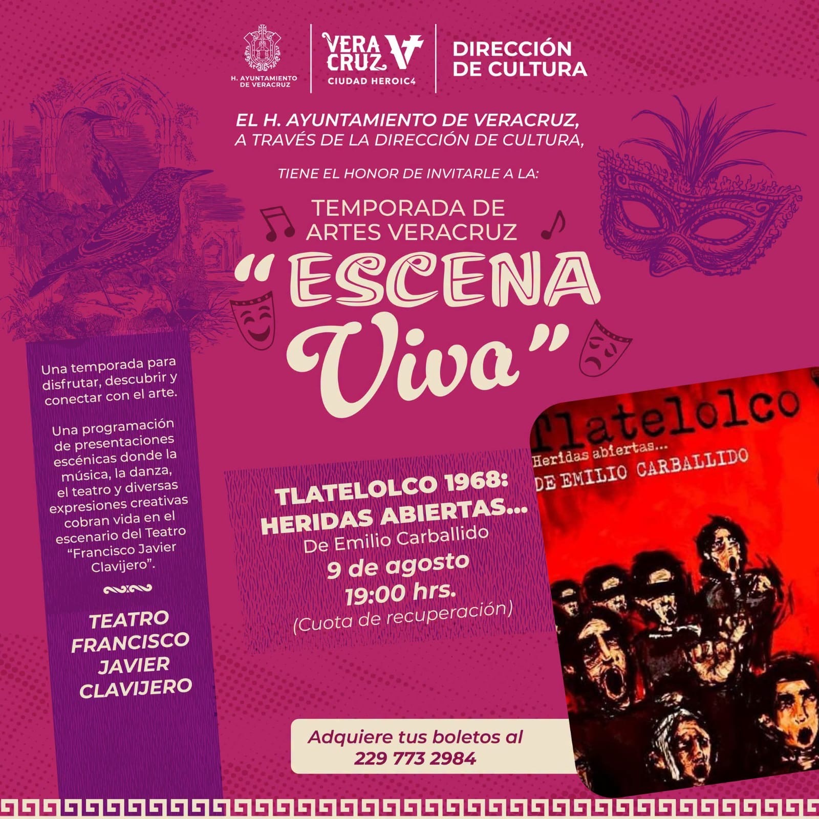 Temporada de Artes Veracruz Escena Viva inicia con obra Tlatelolco 1968