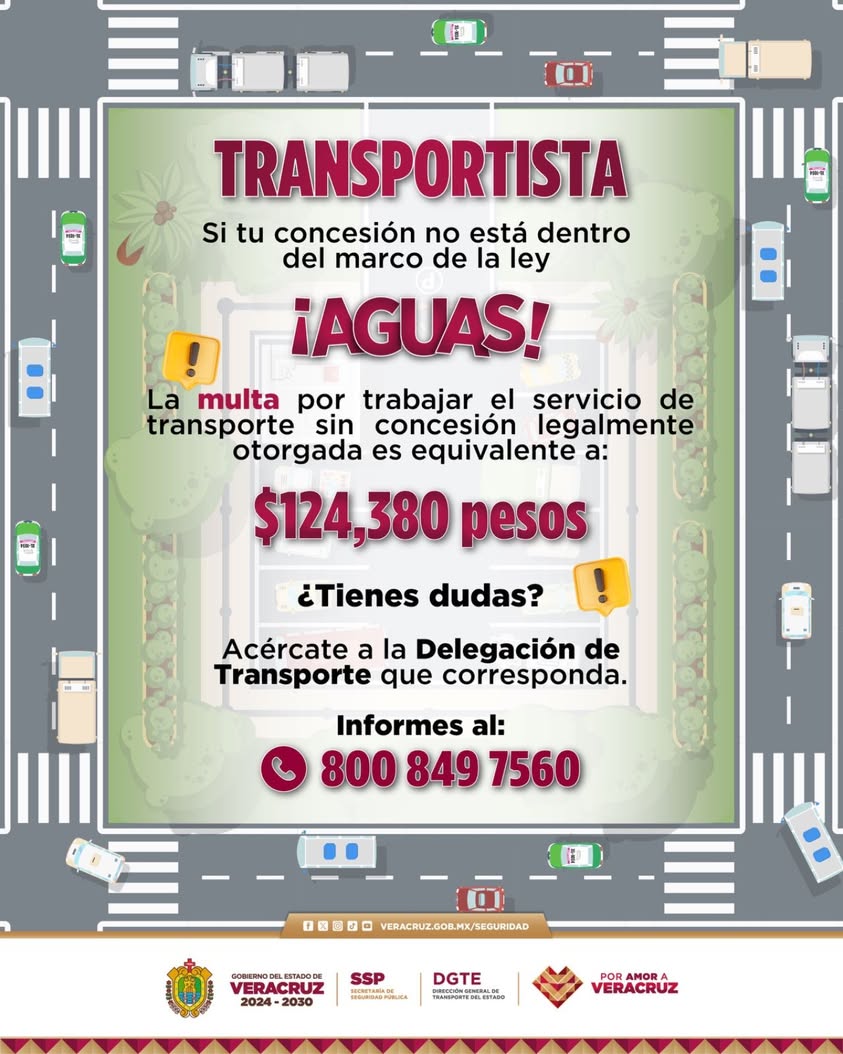 Transporte público en Veracruz con advertencia de la SSP